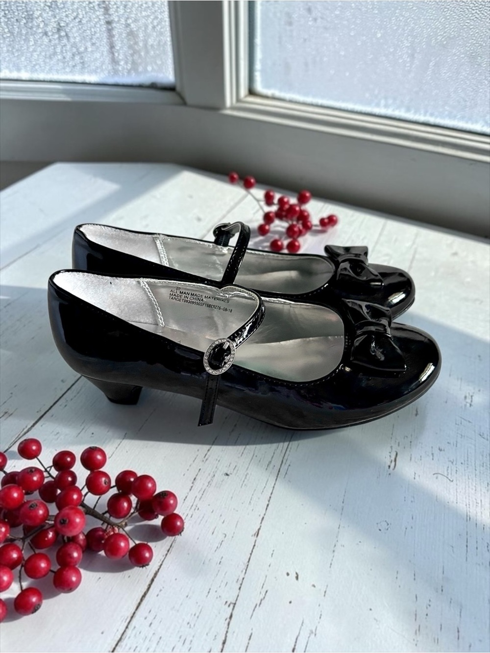 Flowers by Nina Little Girls Black Patent Dress Heels Size 2 - Picture 5 of 13